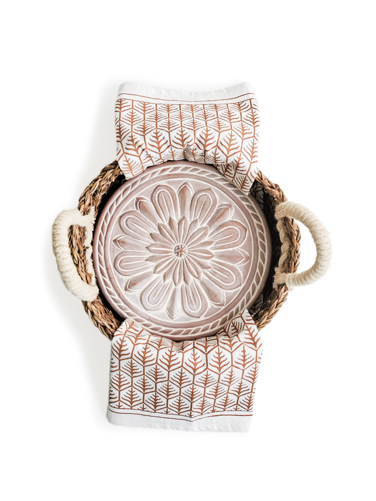 Rustic Vintage Flower Bread Warmer Gift Set with Towel