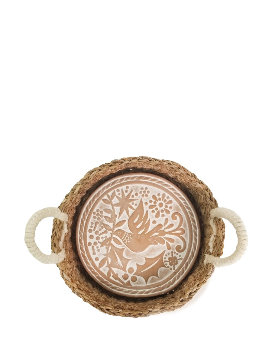 Bird Round Bread Warmer & Seagrass Basket