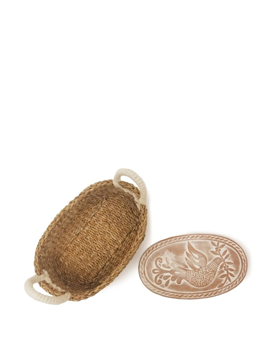 Bird Bread Warmer with Oval Seagrass Basket