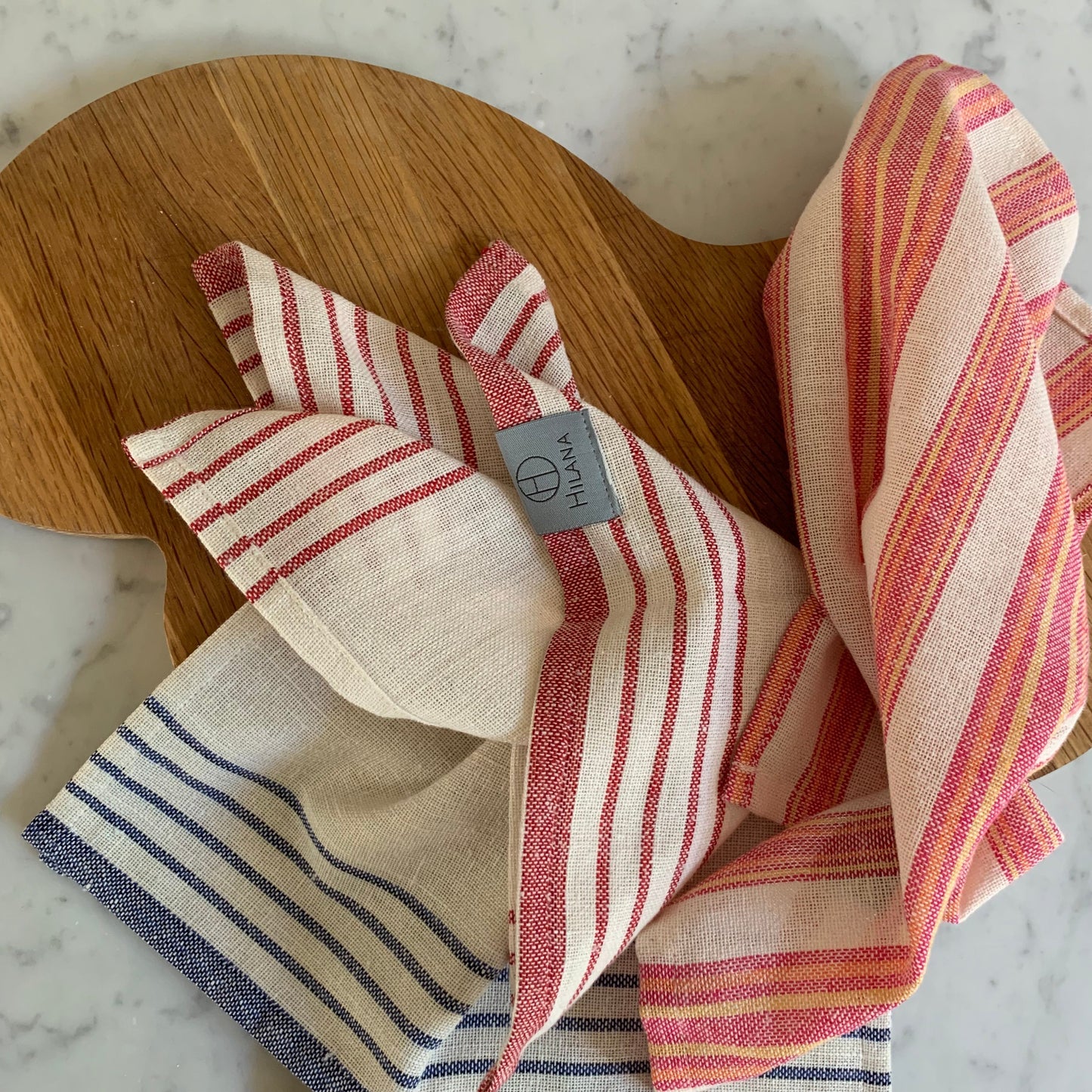 Eco-Friendly Magenta Striped Tablecloth Set with Napkins