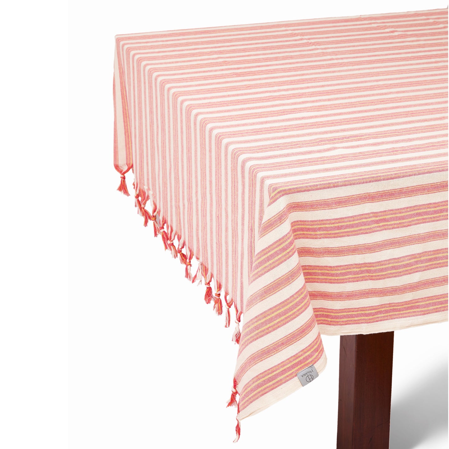 Eco-Friendly Magenta Striped Tablecloth Set with Napkins