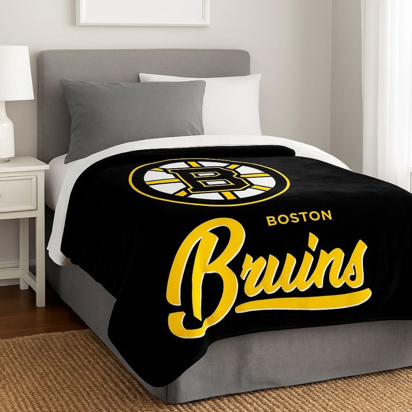 Boston Bruins 50x60 Inch Signature Royal Plush Throw Blanket
