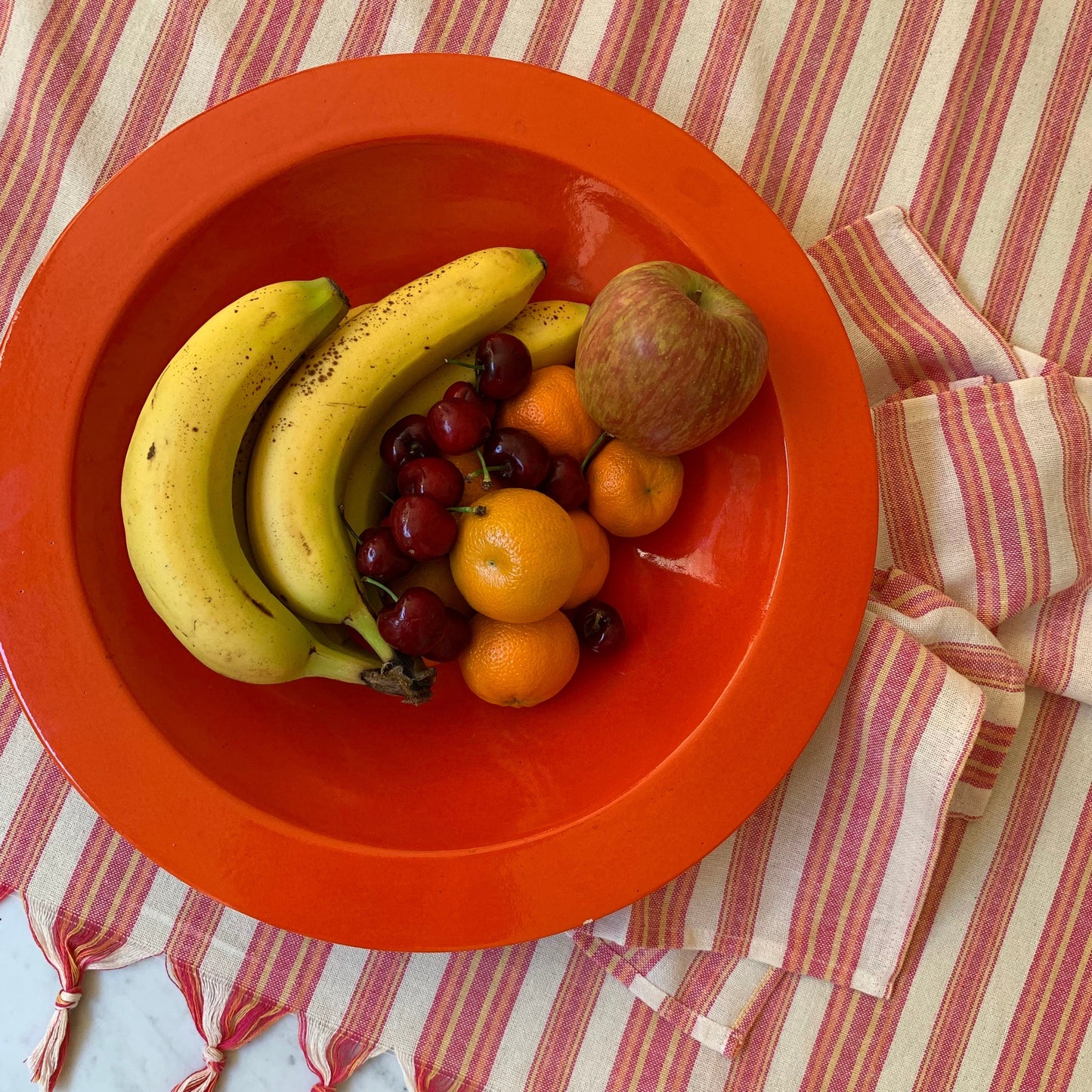 Eco-Friendly Magenta Striped Tablecloth Set with Napkins