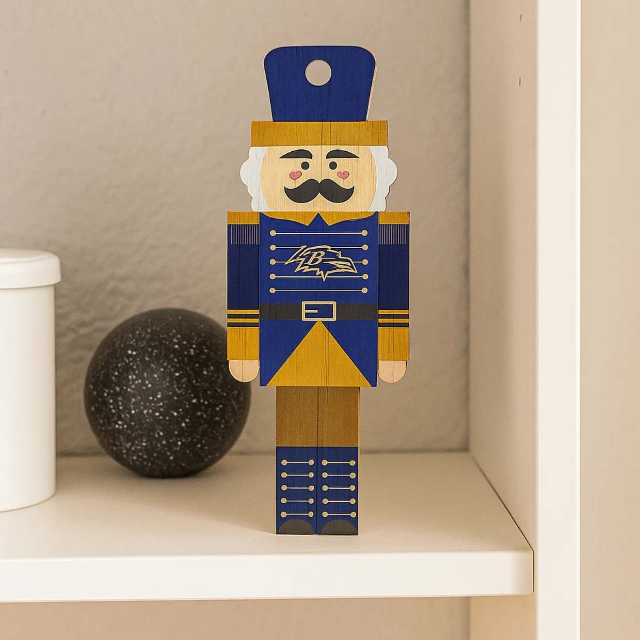 Baltimore Ravens Rustic Wood Nutcracker Ornament for Fans