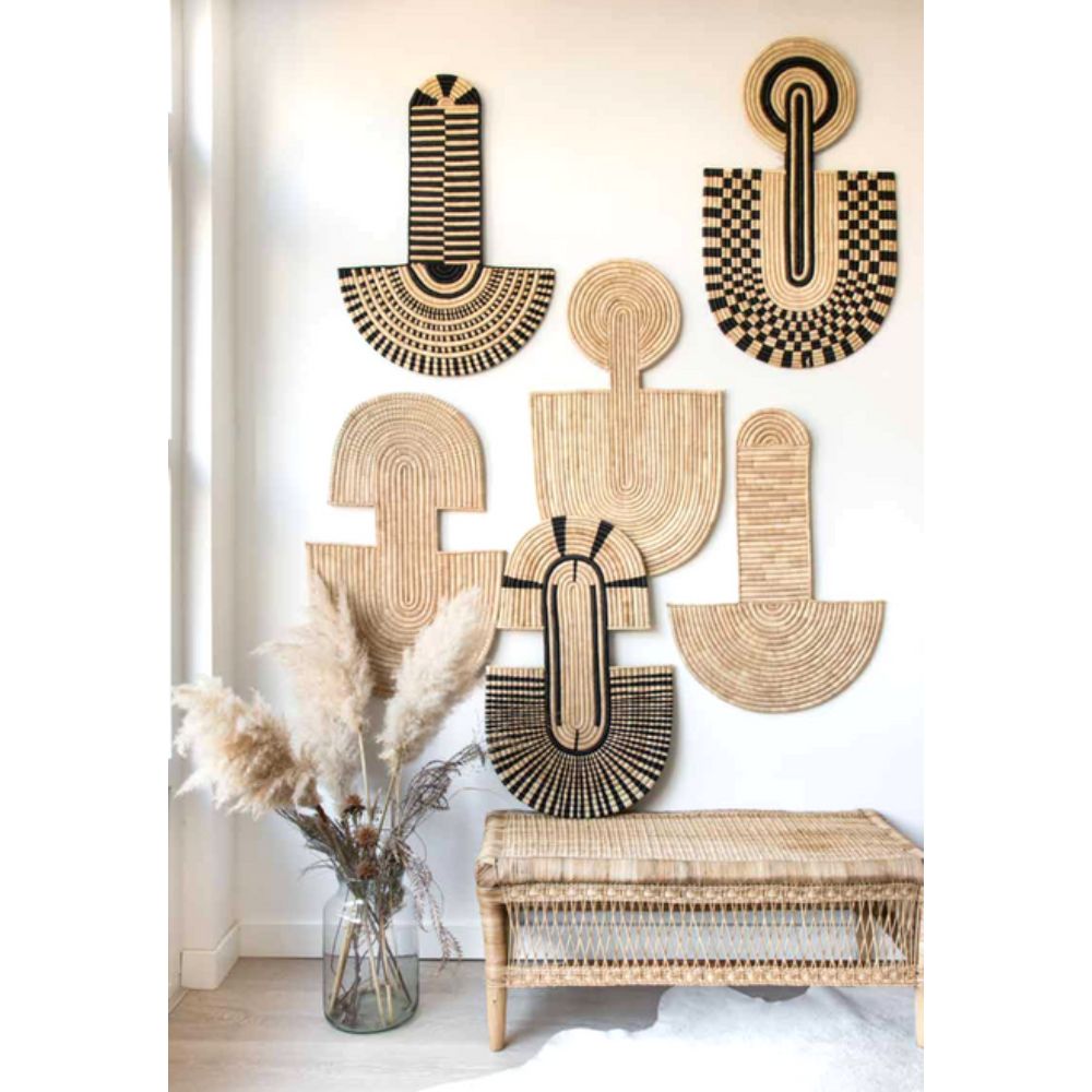 Handwoven Abstract African Wall Mask – Bold Artisan Palm Decor
