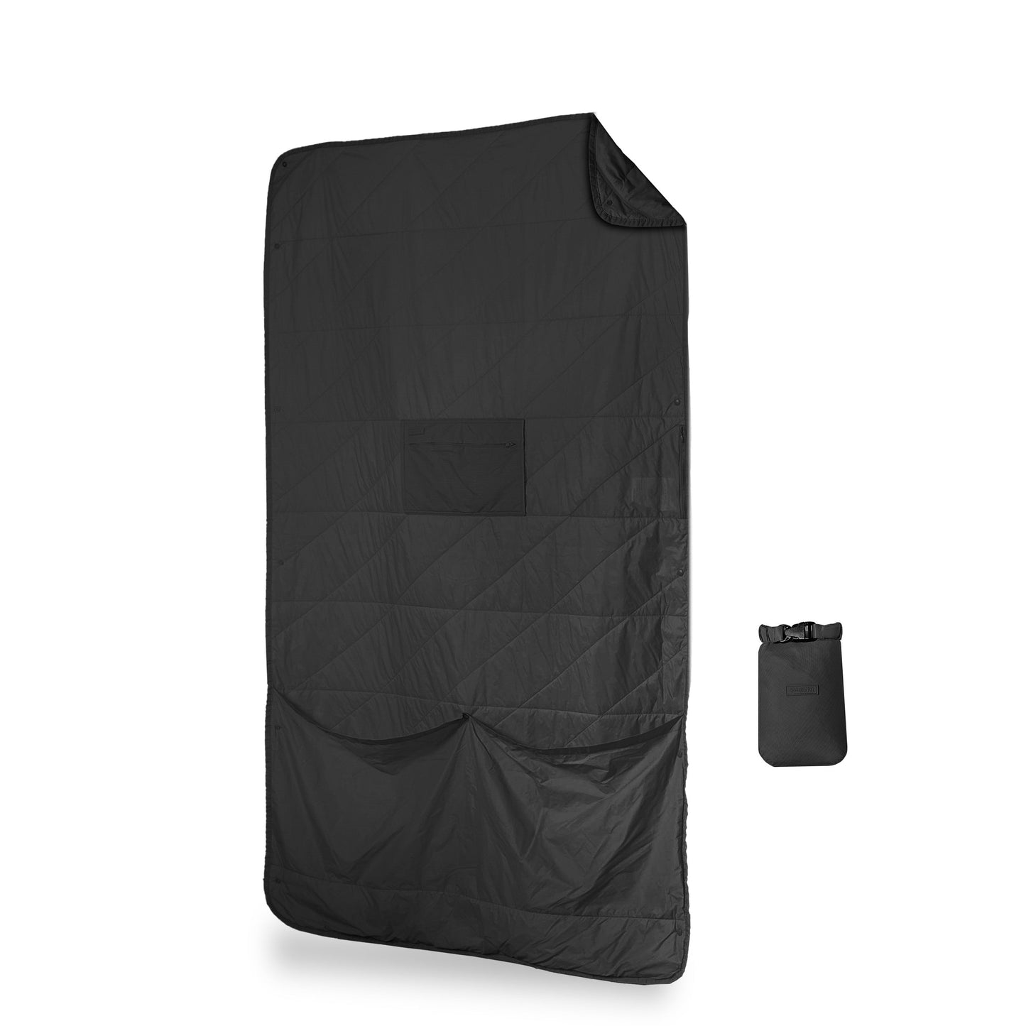 Layover™ Black Puffy Travel Blanket with Packable Stuff Sack