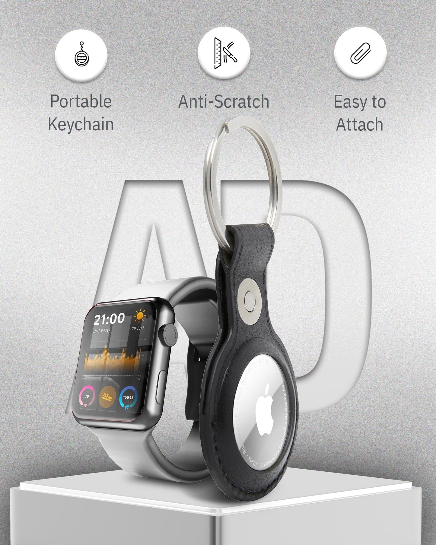 Premium Leather AirTag Keychain with Gift Box – Sleek & Secure