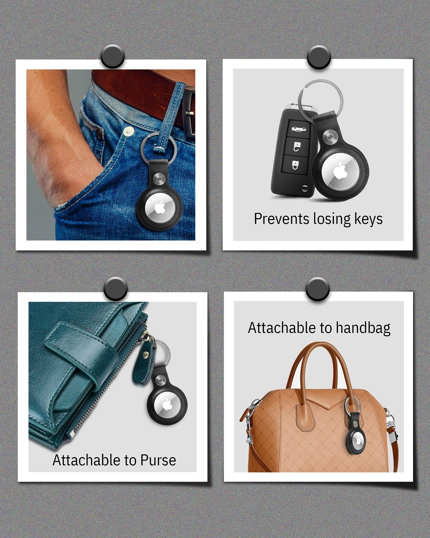 Premium Leather AirTag Keychain with Gift Box – Sleek & Secure