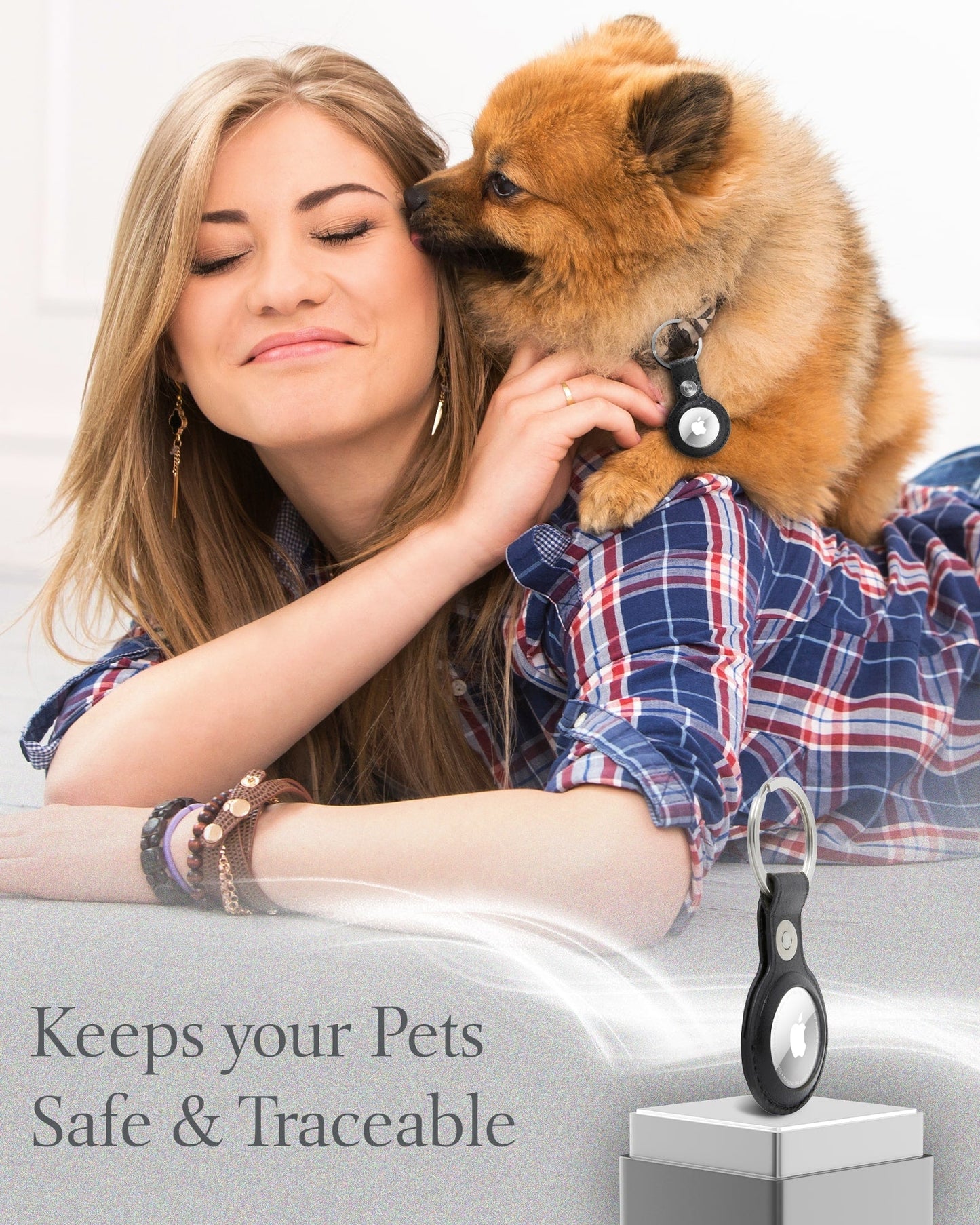 Premium Leather AirTag Keychain with Gift Box – Sleek & Secure