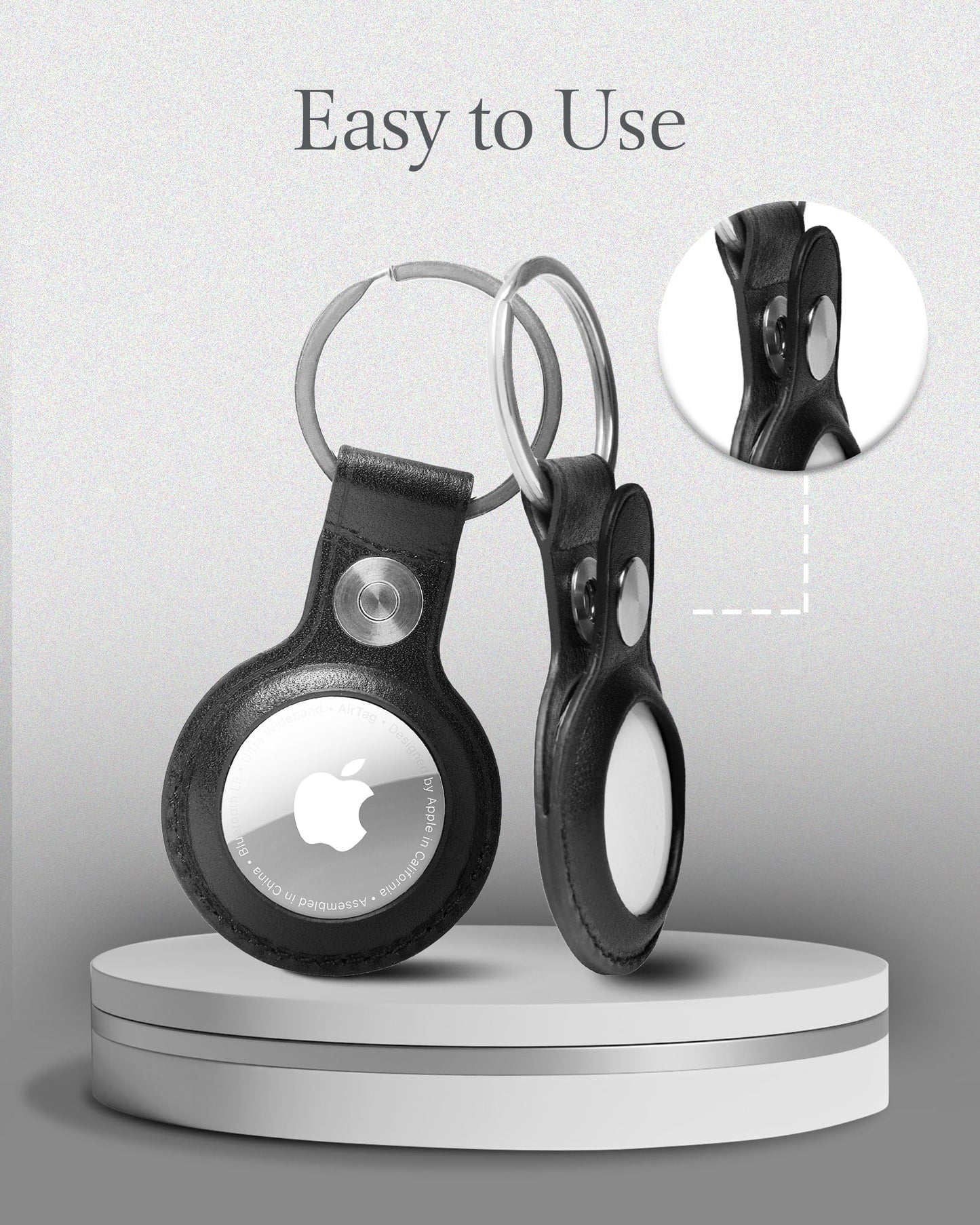 Premium Leather AirTag Keychain with Gift Box – Sleek & Secure
