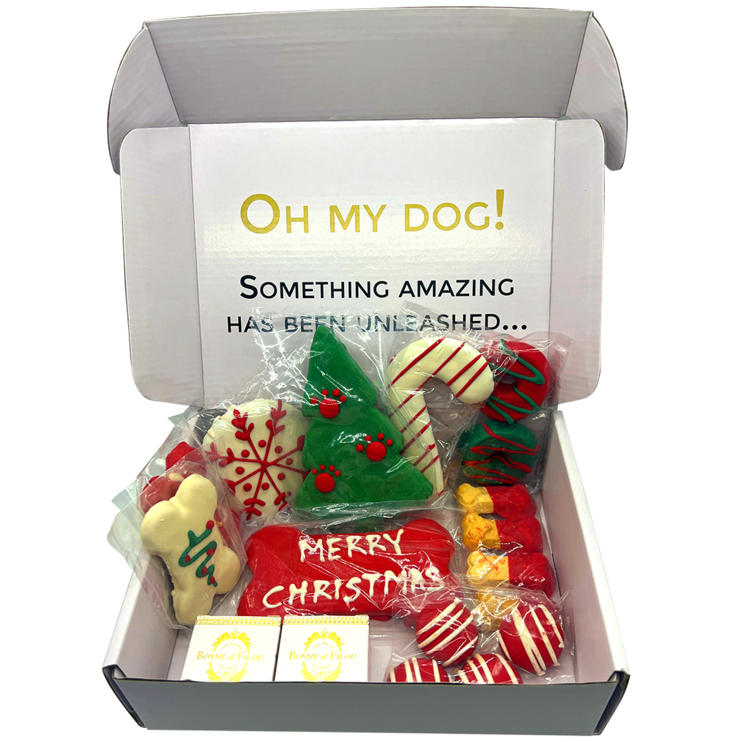 Luxury Christmas Dog Treat Gift Box – 18 Gourmet Holiday Snacks