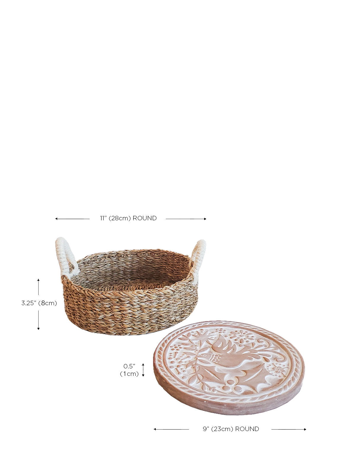 Bird Round Bread Warmer & Seagrass Basket