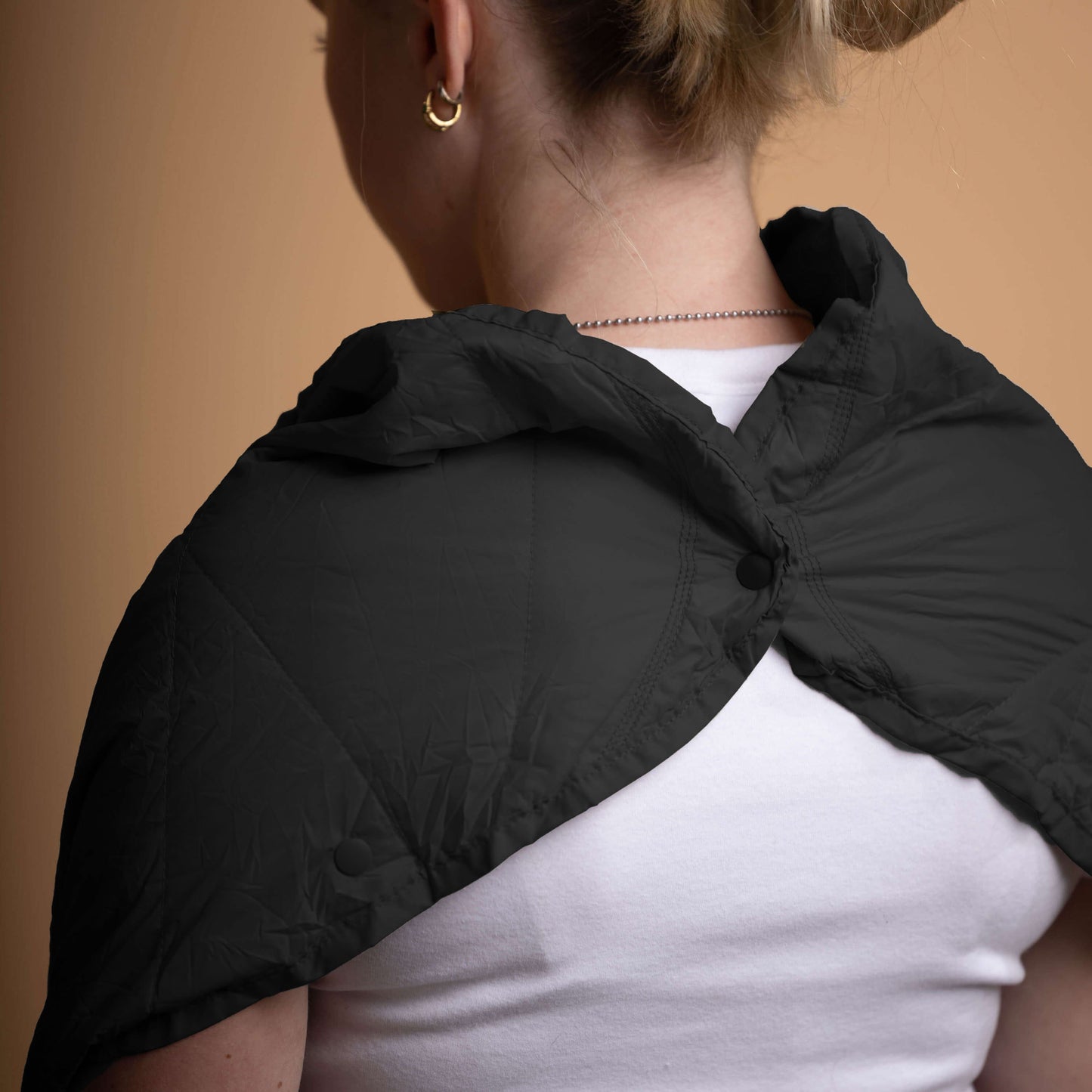 Layover™ Black Puffy Travel Blanket with Packable Stuff Sack