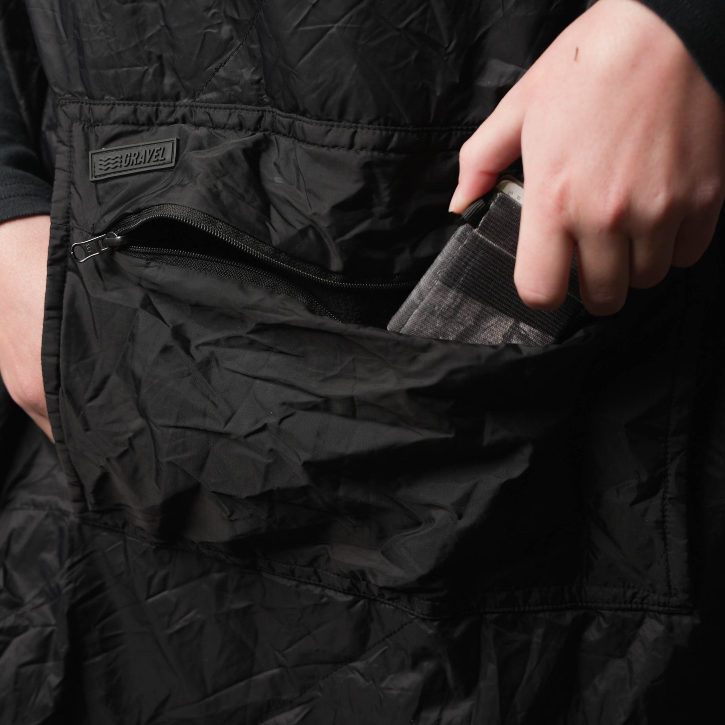 Layover™ Black Puffy Travel Blanket with Packable Stuff Sack