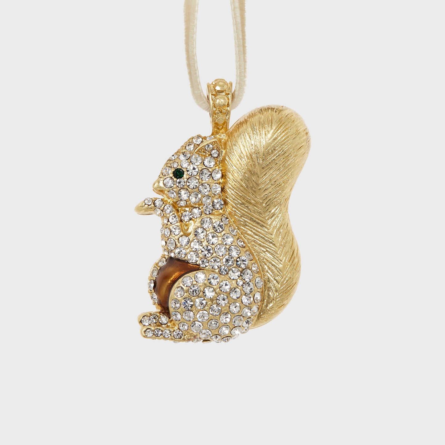Crystal-Embellished Squirrel Hanging Ornament for Festive Holiday Décor