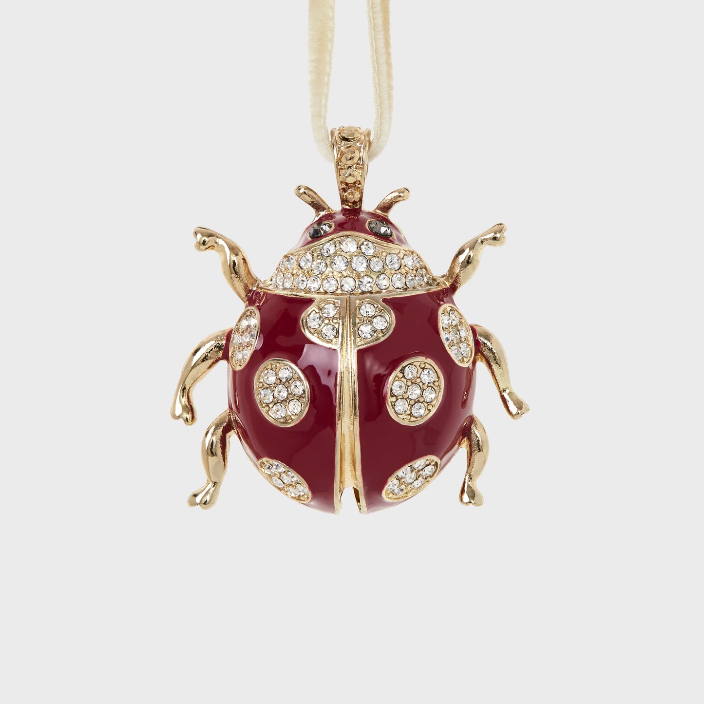 Luxury Red Ladybug Hanging Ornament with Gold Sparkle