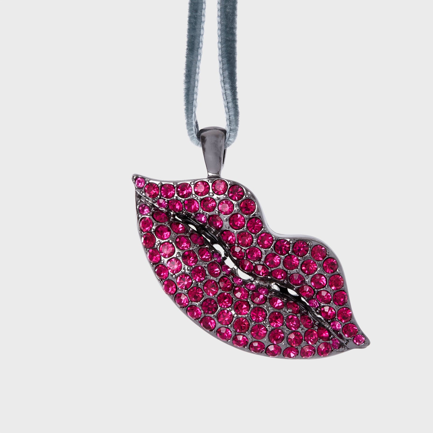 Hot Pink Sparkle Lips Hanging Ornament with Glass Crystals