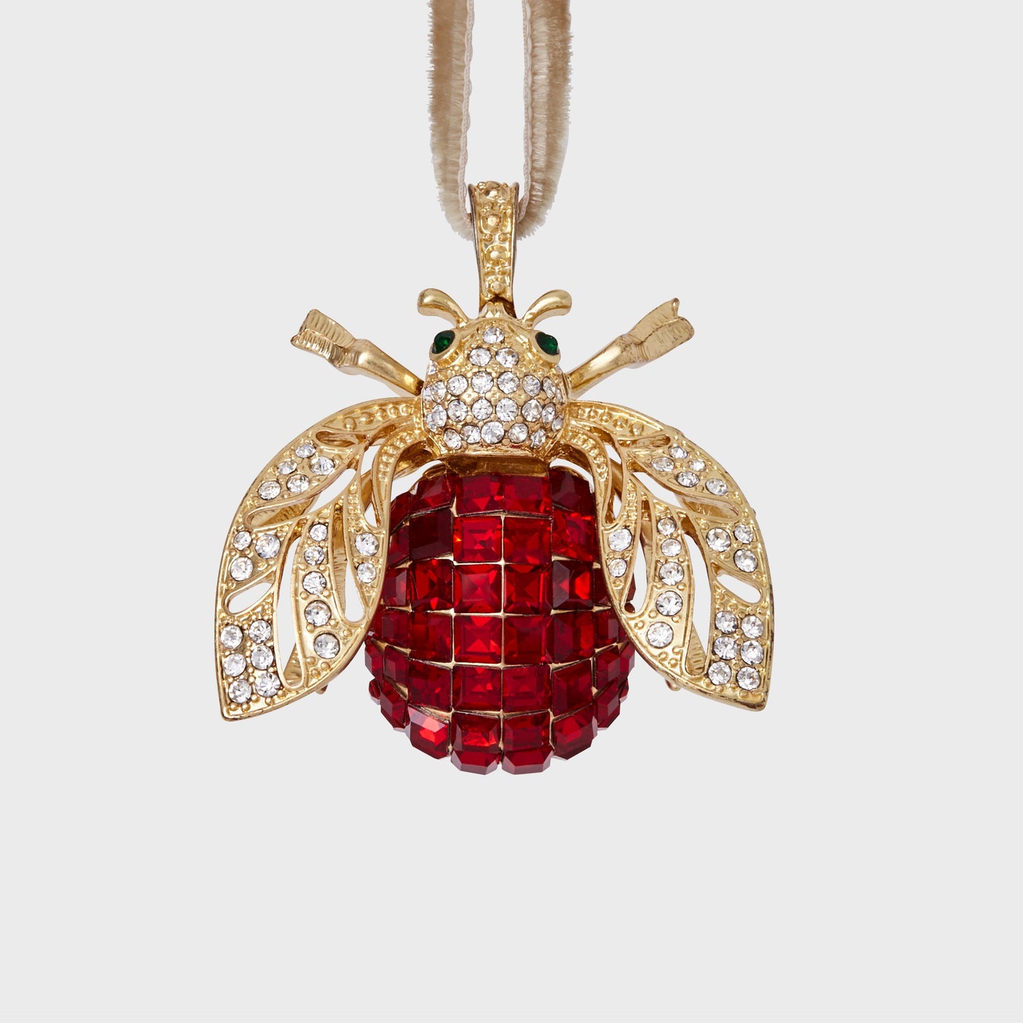 Ruby Sparkle Bee Hanging Ornament with Over 100 Crystals
