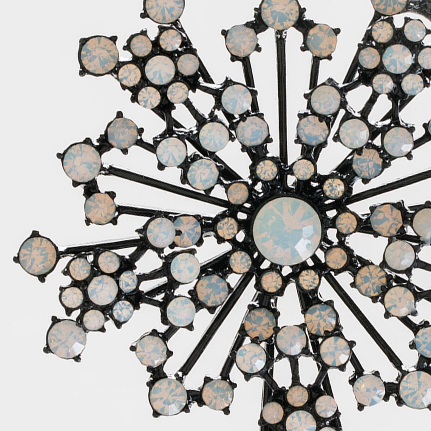 Elegant Black Sparkle Snowflake Ornament with Opal Glass Gems