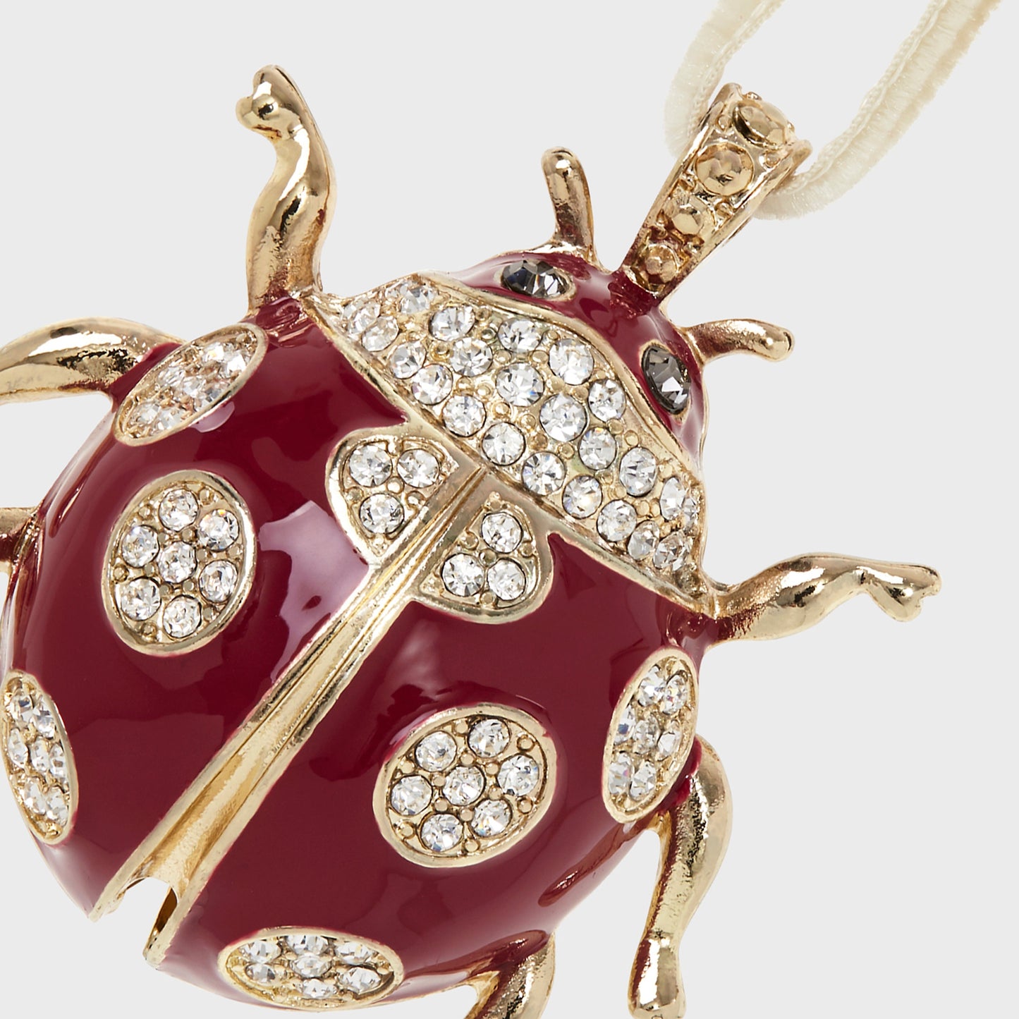 Luxury Red Ladybug Hanging Ornament with Gold Sparkle
