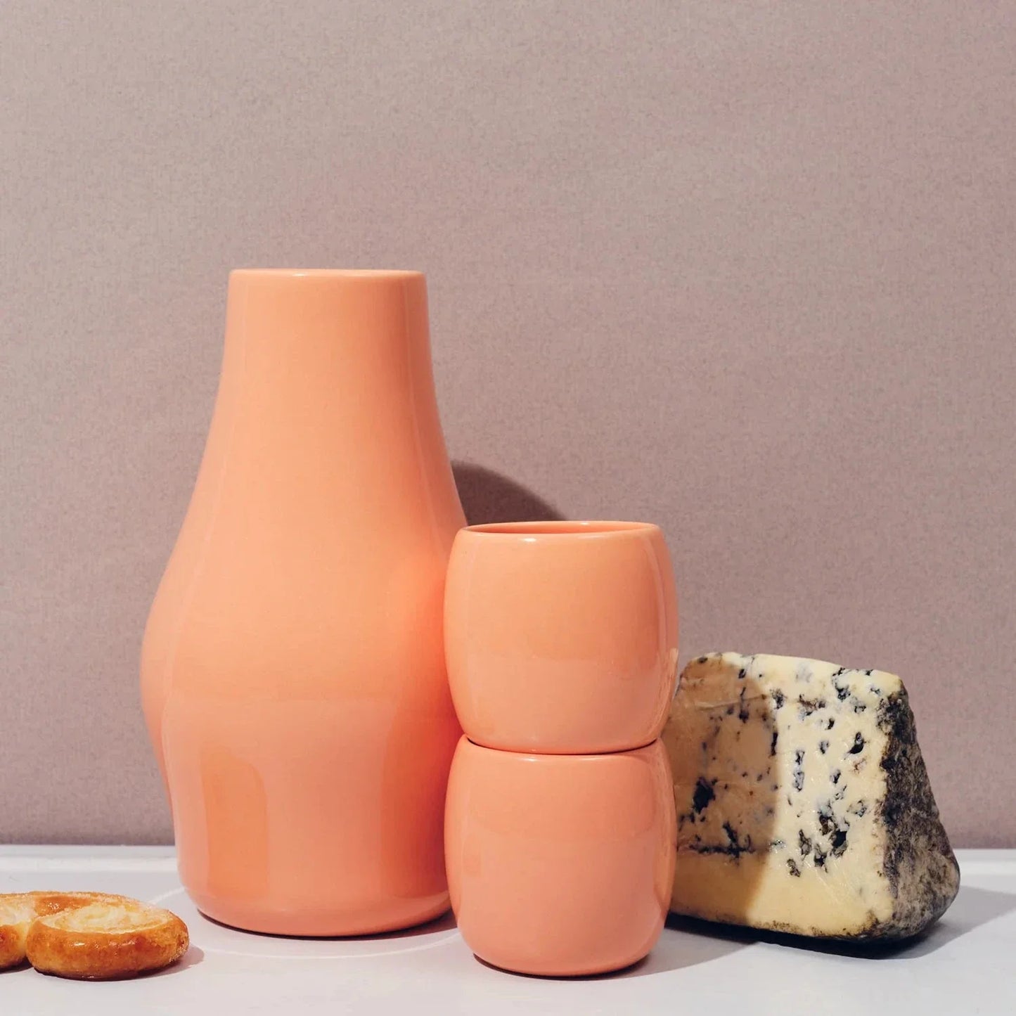 Sculptural Hand-Glazed Carafe with Handcrafted Wooden Lid, Gift-Boxed