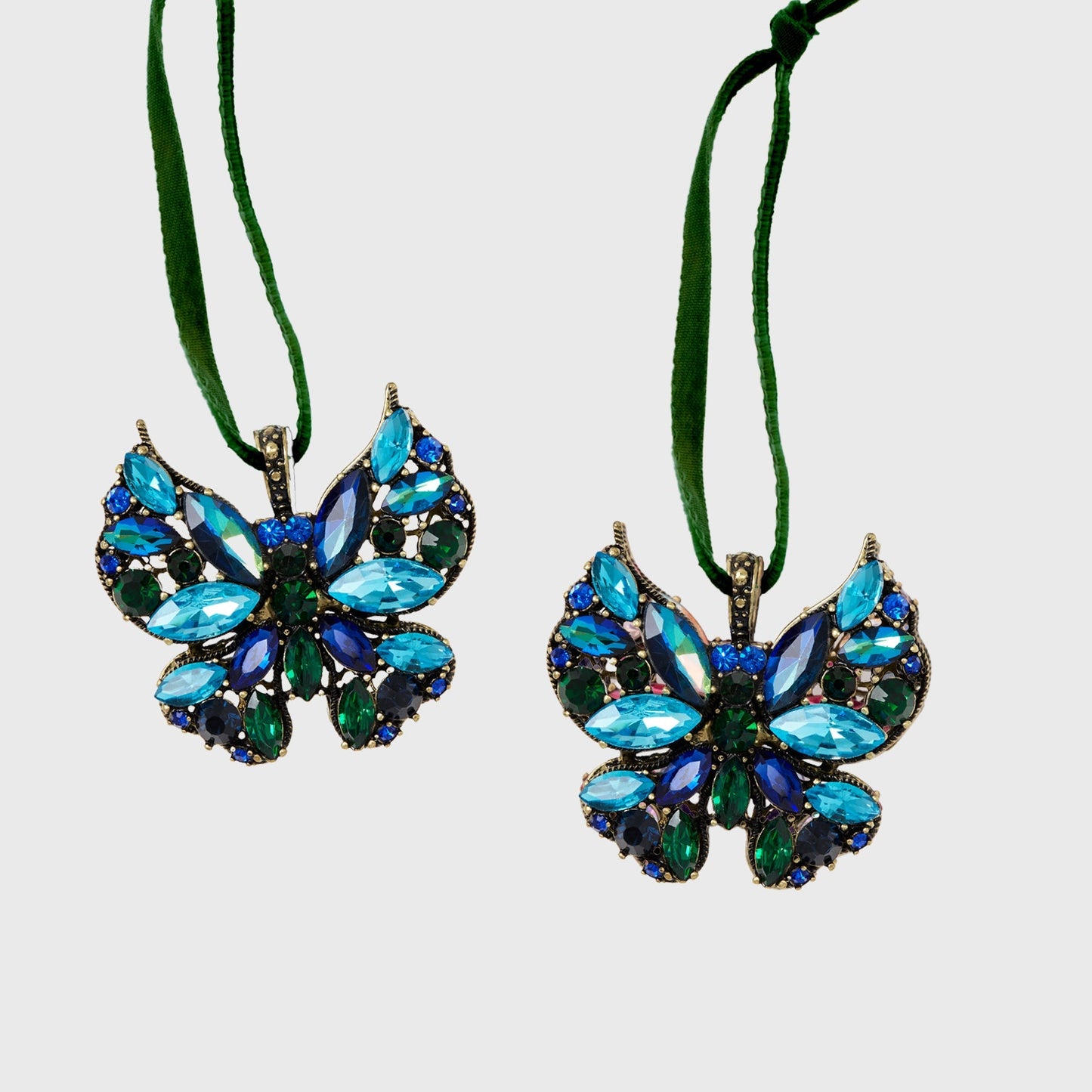 Mini Butterfly Ornament Set of Two – Sapphire & Teal Elegance