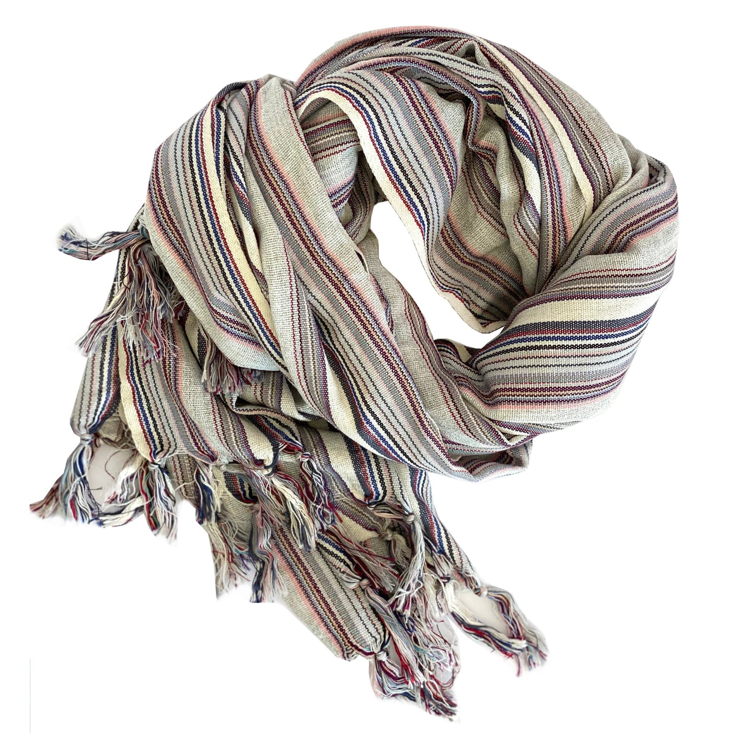 Casablanca Gray Recycled Turkish Towel–Blanket, Handwoven, Striped, 70x30
