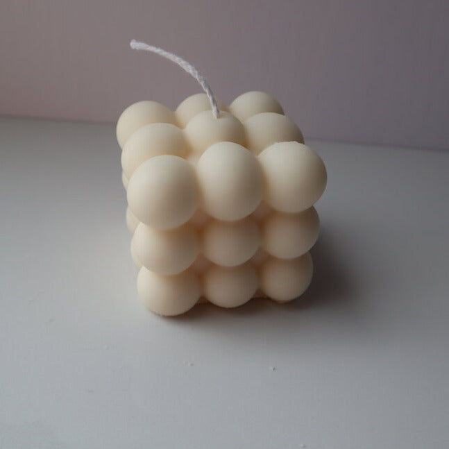 Handmade Bubble Soy Wax Candle, Sculptural Decorative Cube Accent