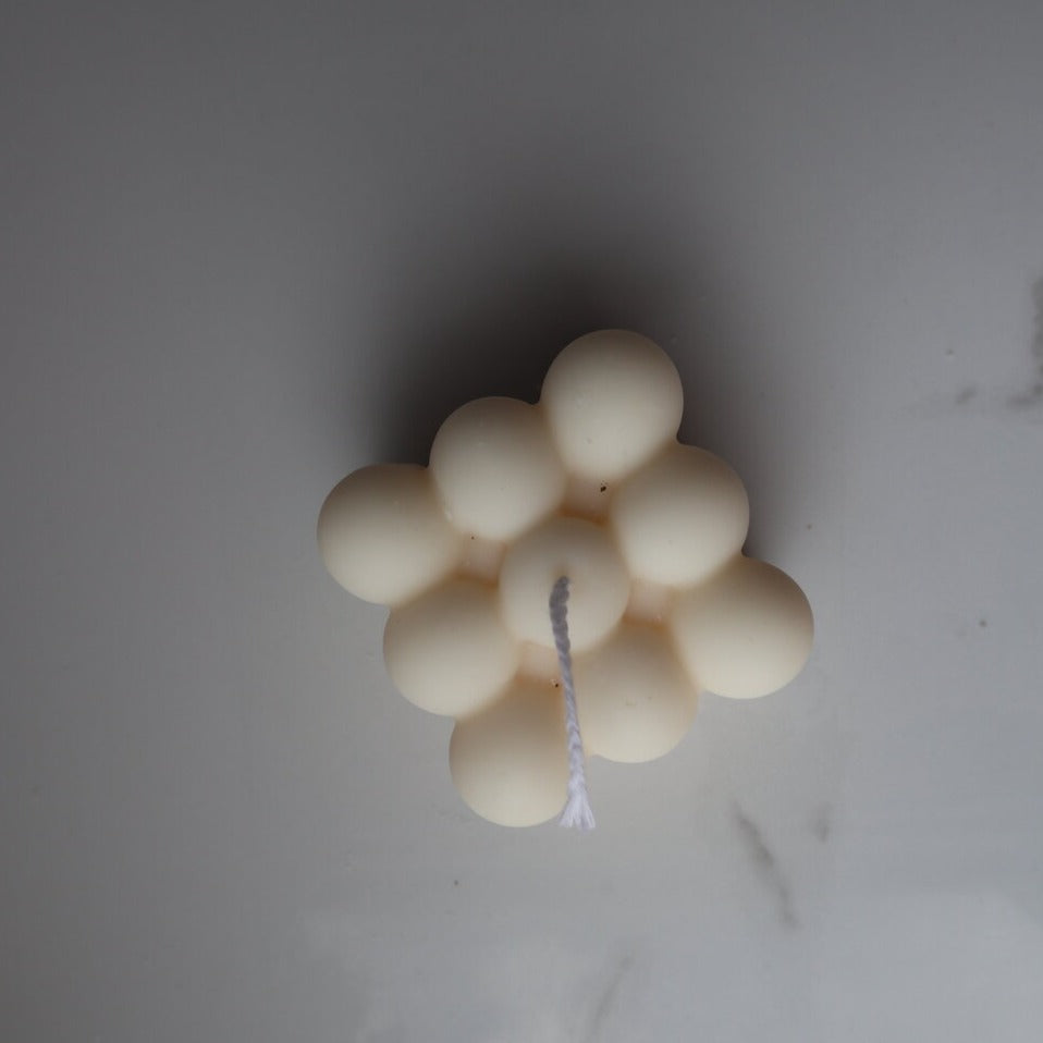 Handmade Bubble Soy Wax Candle, Sculptural Decorative Cube Accent