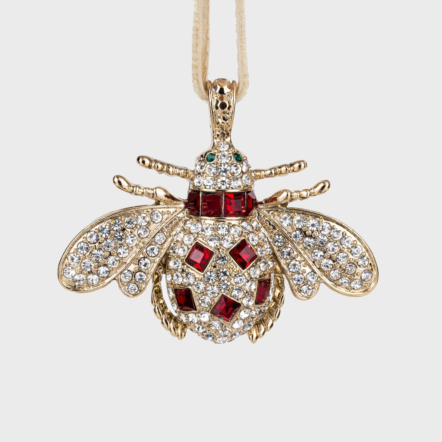 Red & Green Classic Bee Hanging Ornaments – Boxed Set of Two