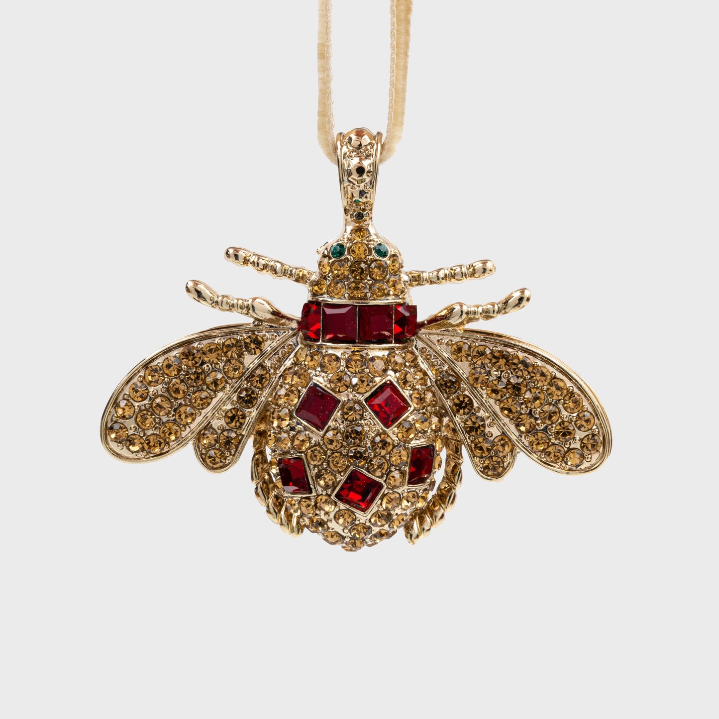 Red & Green Classic Bee Hanging Ornaments – Boxed Set of Two