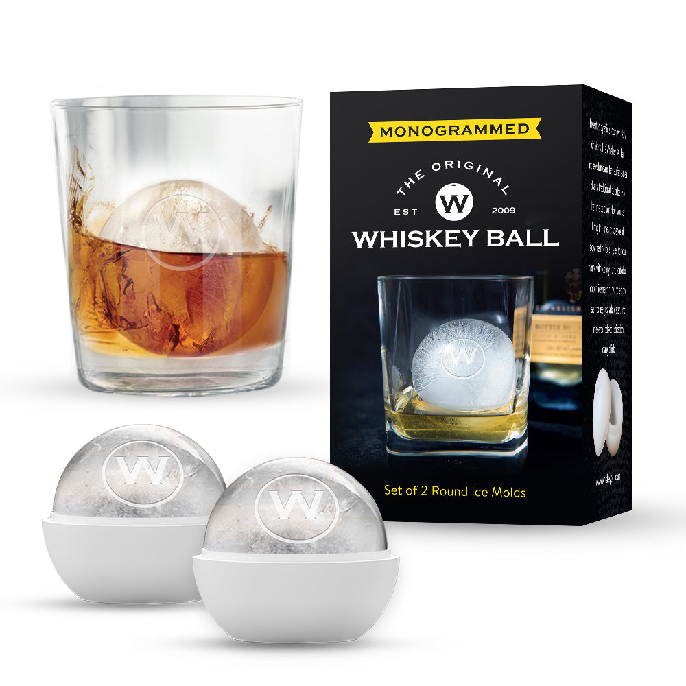 Personalized Monogrammed Whiskey Ice Balls – Premium Gift Set