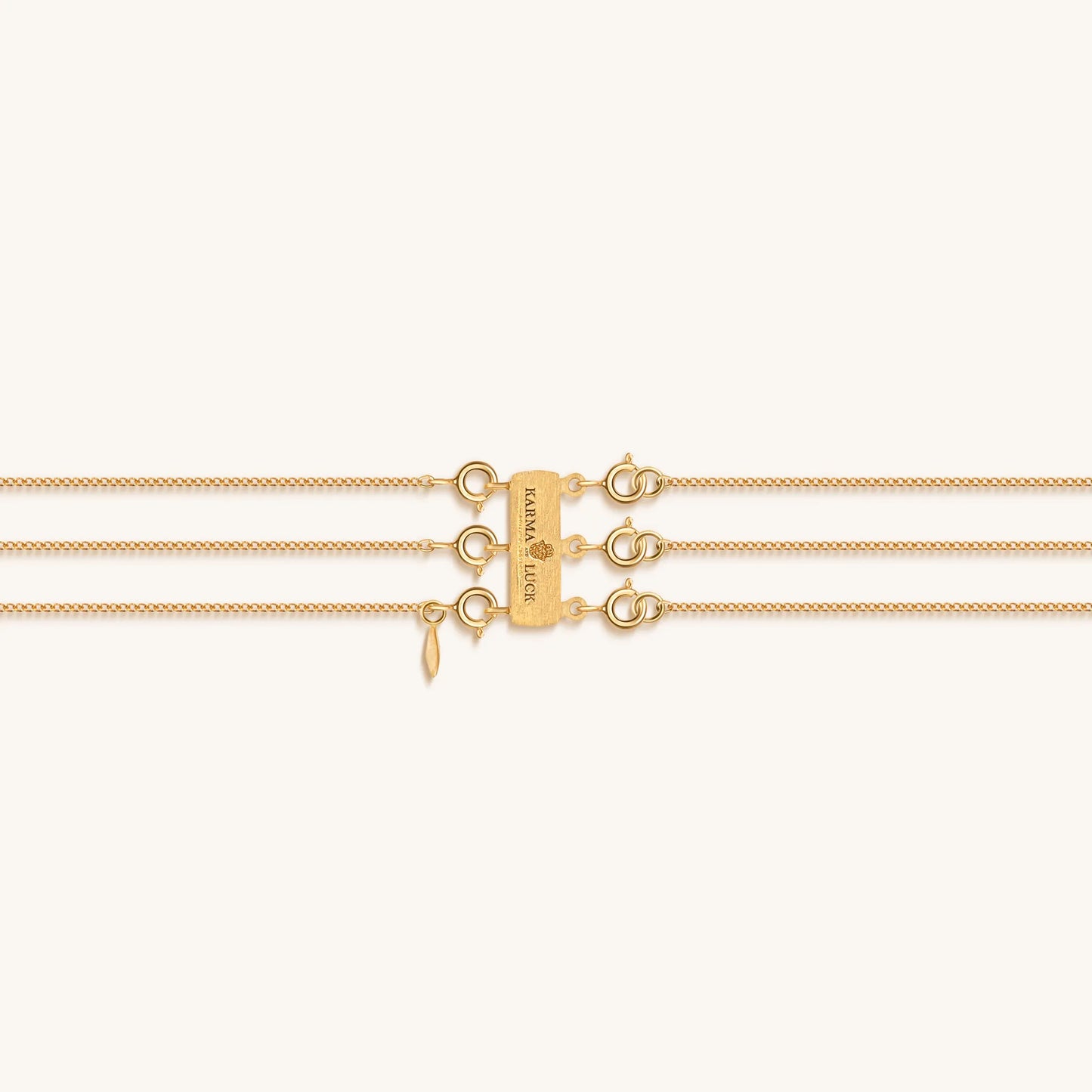 Gold Triple-Layer Lotus OM Chakra Bar Necklace, 18K Plated Brass