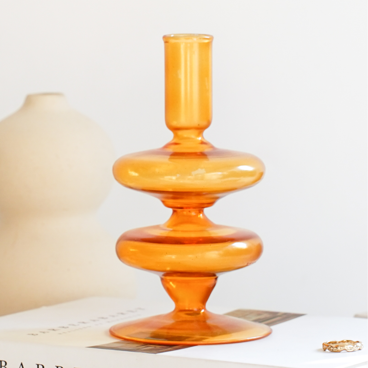Gigi Glass Taper Candle Holder – Vibrant Artful Home Accent