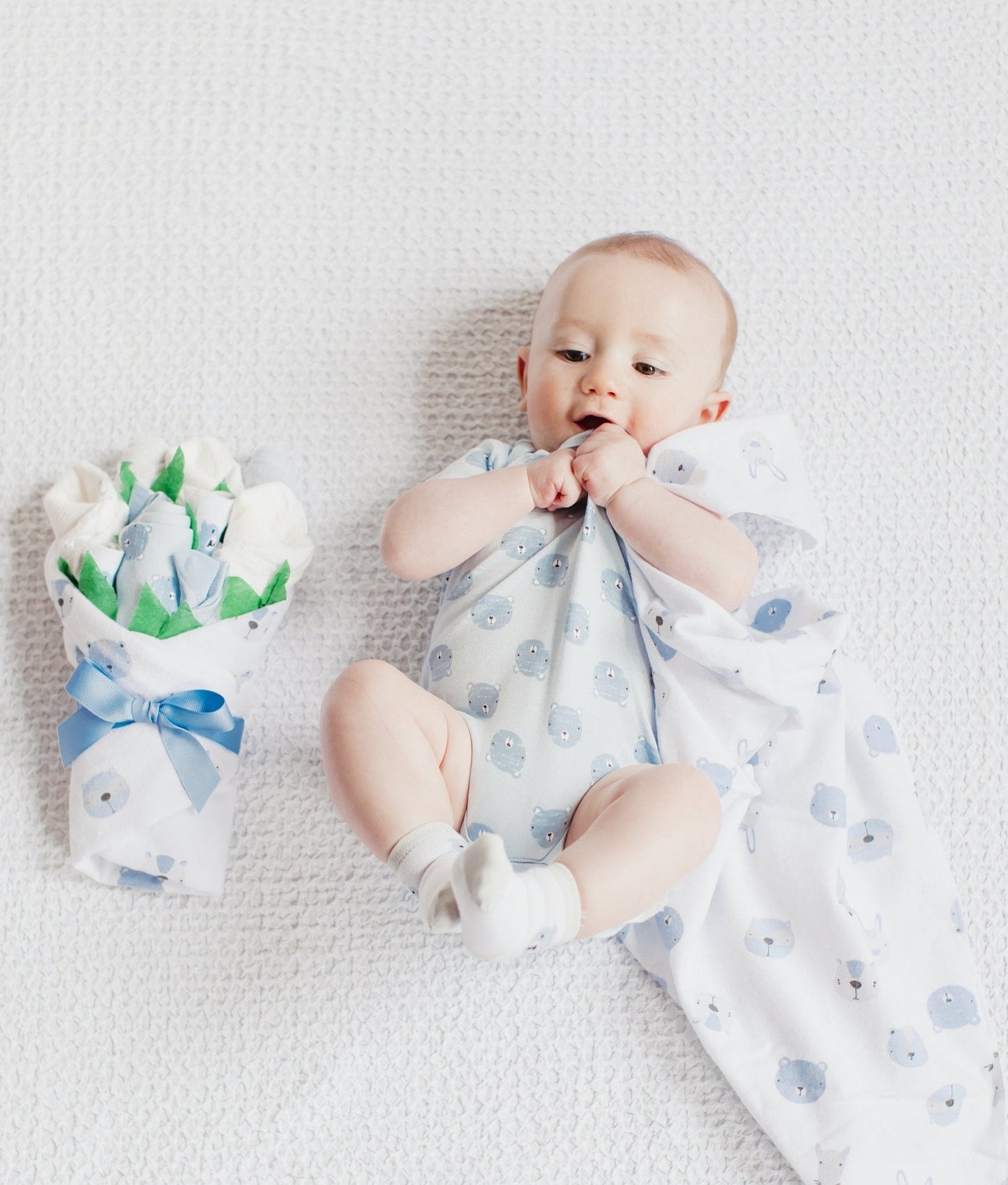 Adorable Baby Boy Gift Set – Soft Essentials Bouquet