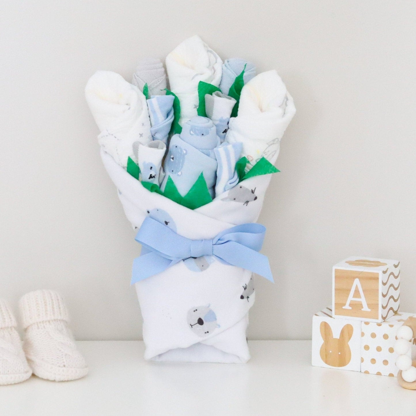 Adorable Baby Boy Gift Set – Soft Essentials Bouquet