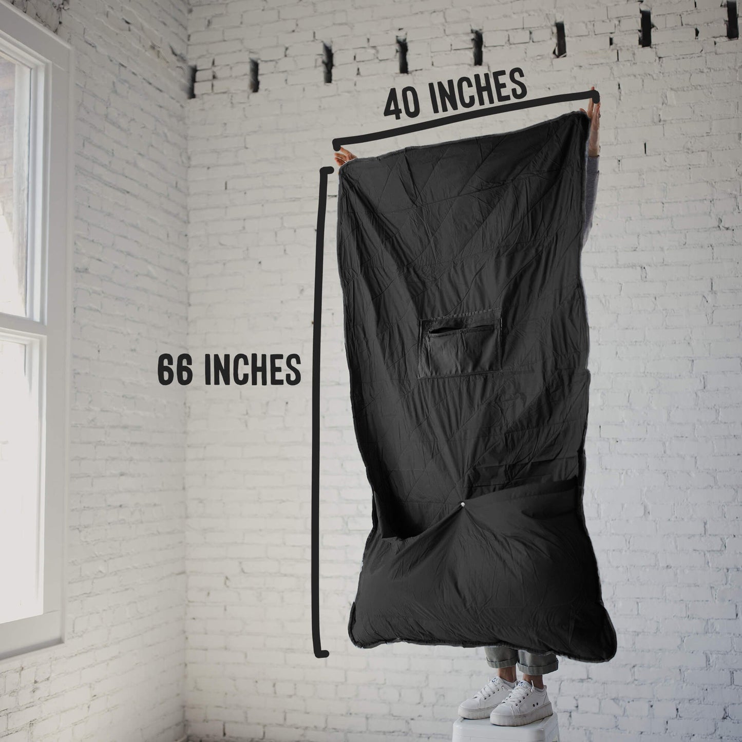 Layover™ Black Puffy Travel Blanket with Packable Stuff Sack