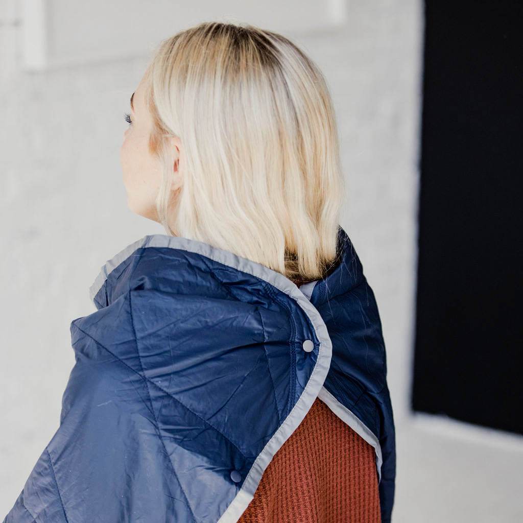 Ultimate Packable Blue Travel Blanket – Warm, Puffy & Compact