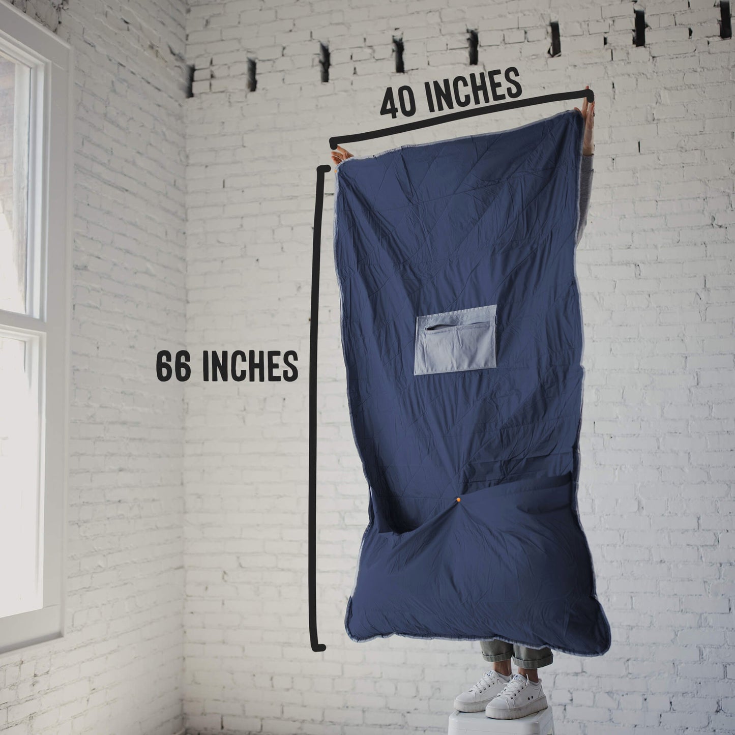 Ultimate Packable Blue Travel Blanket – Warm, Puffy & Compact
