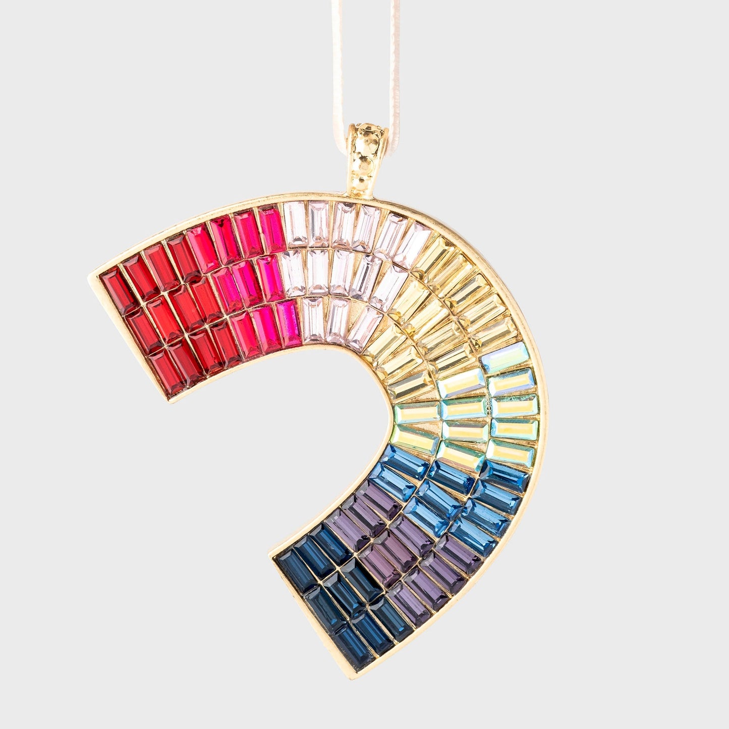 Rainbow Hanging Ornament with Ombre Glass Stones – Colorful Décor