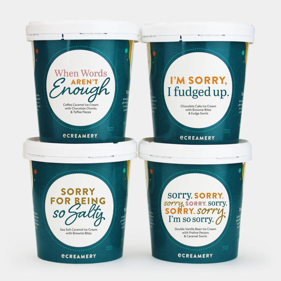 “I’m Sorry” Gourmet Ice Cream Gift – 4-Pint Apology Set