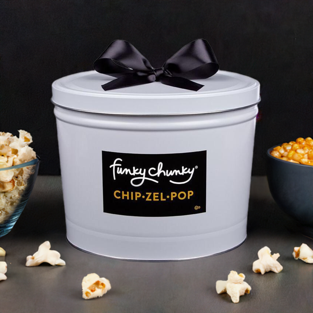 Funky Chunky Chip-Zel-Pop Gourmet Popcorn Gift Tin (5 lb)