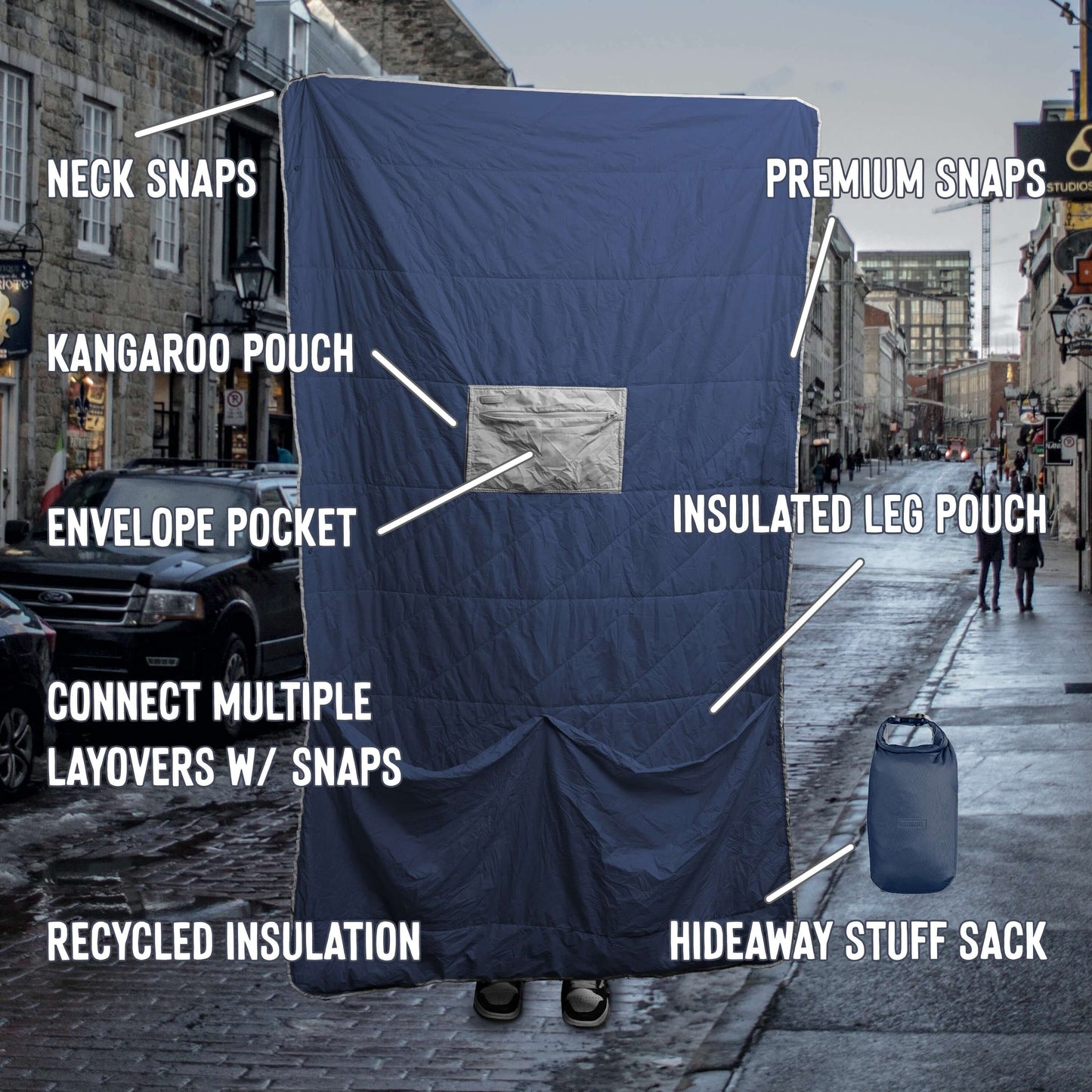 Ultimate Packable Blue Travel Blanket – Warm, Puffy & Compact