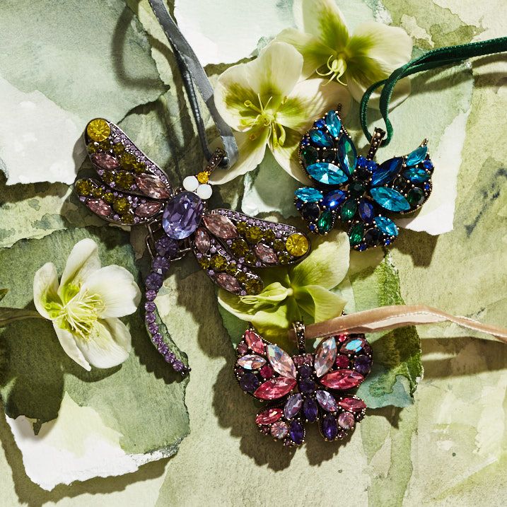 Amethyst Mini Butterfly Hanging Ornaments – Boxed Set of Two