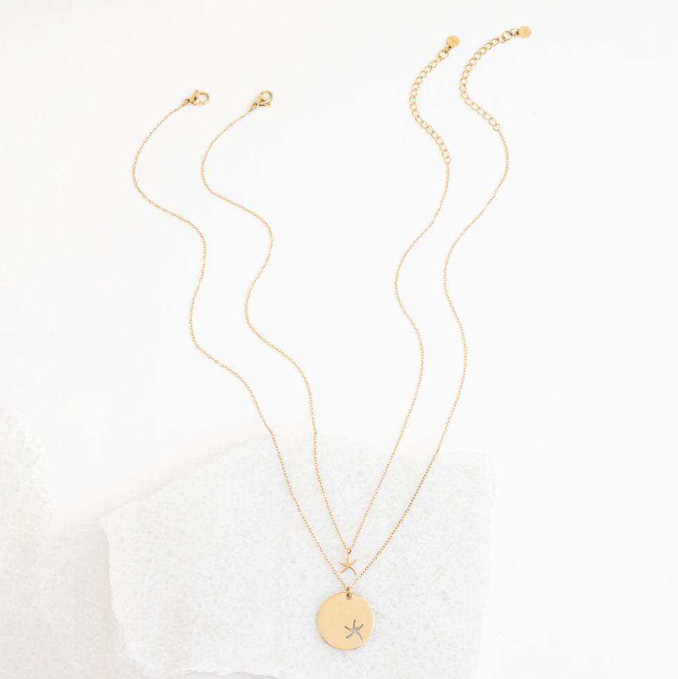 Community Gold Starfish Necklace Set — 14K Plated