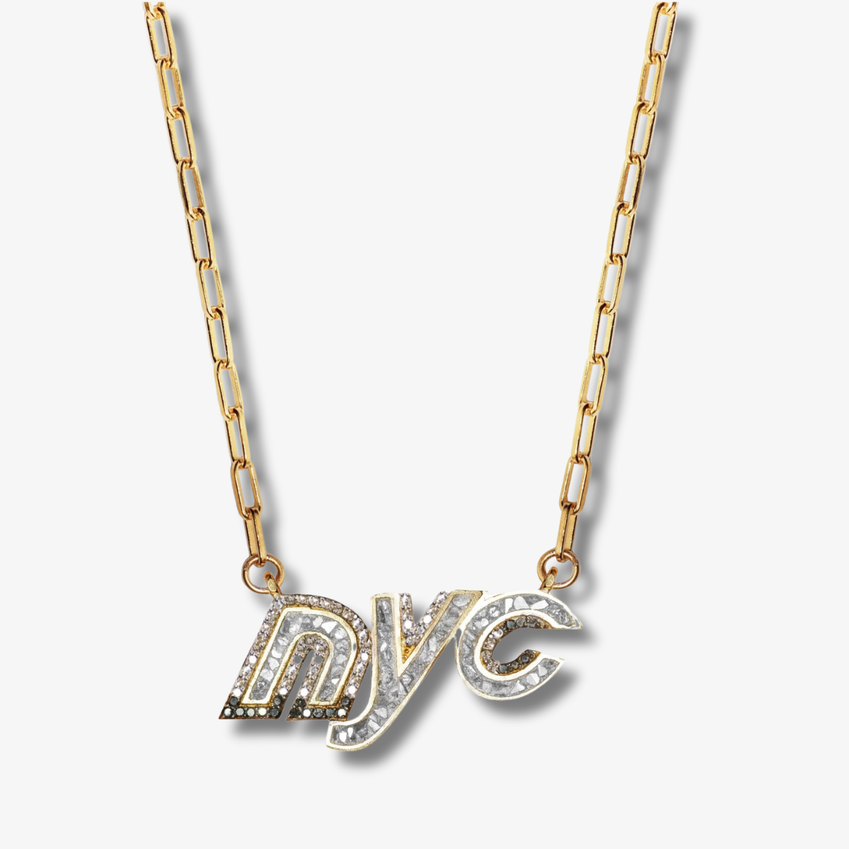 NYC Black Diamond Gold Vermeil Pendant Necklace