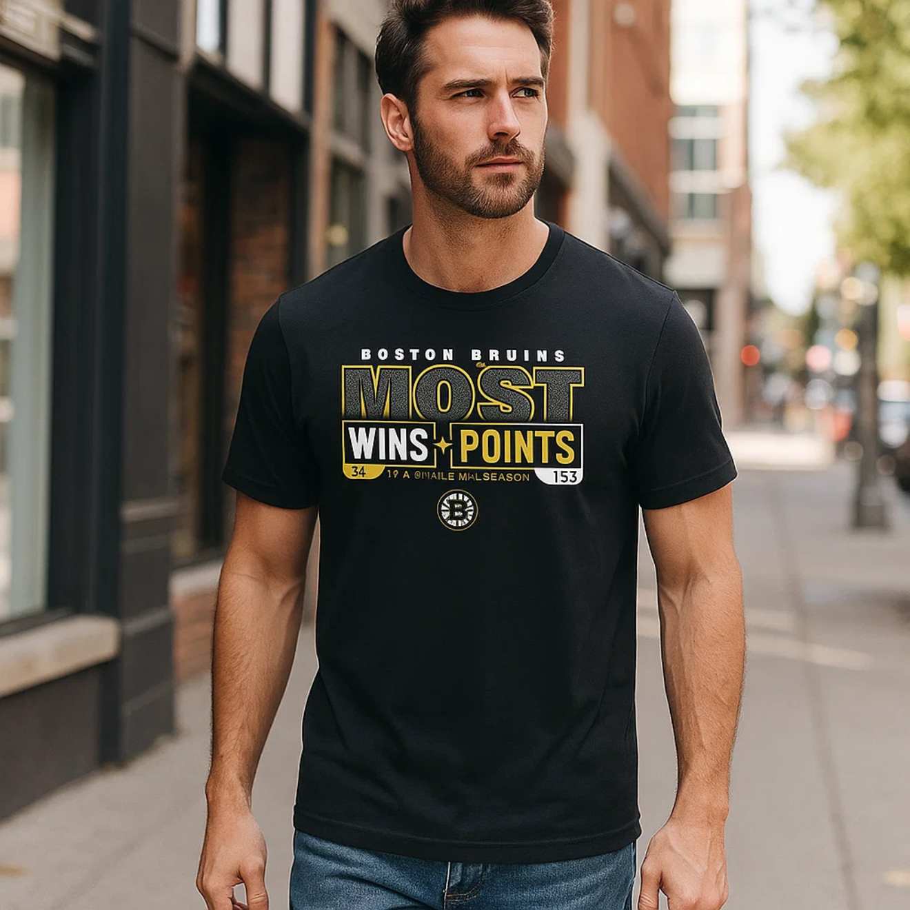 Boston Bruins Most Ever NHL Wins & Points T-Shirt – Bold & Proud