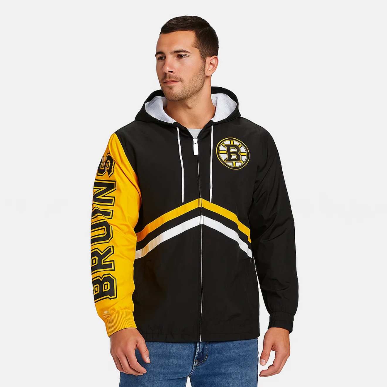 Boston Bruins Mitchell & Ness Full-Zip Windbreaker Jacket – Stylish & Practical