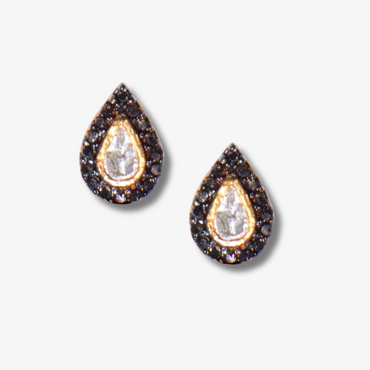 Irving Black Diamond Gold Vermeil Stud Earrings