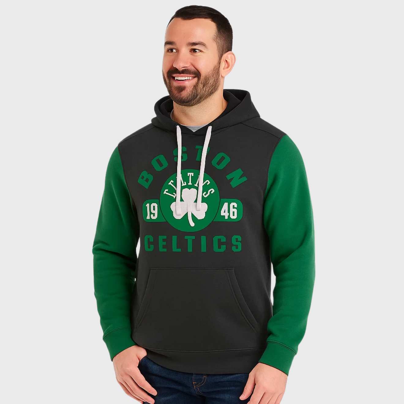 Boston Celtics Black & Green Attack Colorblock Pullover Hoodie